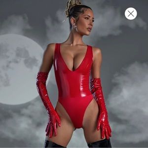 Oh Polly Latex Bodysuit Red